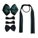 School Hair Accessories Value Pack 4 Piece School Uniform Hair Bow Non Slip Hair Clip Hair Tie Pinkberry Kisses Black Hunter Green