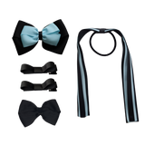 School Hair Accessories Value Pack 4 Piece School Uniform Hair Bow Non Slip Hair Clip Hair Tie Pinkberry Kisses Black Light Blue