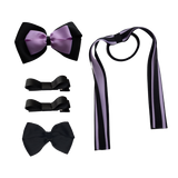 School Hair Accessories Value Pack 4 Piece School Uniform Hair Bow Non Slip Hair Clip Hair Tie Pinkberry Kisses Black Light Orchid