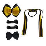 School Hair Accessories Value Pack 4 Piece School Uniform Hair Bow Non Slip Hair Clip Hair Tie Pinkberry Kisses Black Mazie Yellow