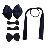 School Hair Accessories Value Pack 4 Piece School Uniform Hair Bow Non Slip Hair Clip Hair Tie Pinkberry Kisses Black Navy Blue