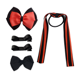 School Hair Accessories Value Pack 4 Piece School Uniform Hair Bow Non Slip Hair Clip Hair Tie Pinkberry Kisses Black Neon Orange