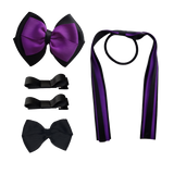 School Hair Accessories Value Pack 4 Piece School Uniform Hair Bow Non Slip Hair Clip Hair Tie Pinkberry Kisses Black Purple