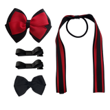 School Hair Accessories Value Pack 4 Piece School Uniform Hair Bow Non Slip Hair Clip Hair Tie Pinkberry Kisses Black Red