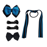 School Hair Accessories Value Pack 4 Piece School Uniform Hair Bow Non Slip Hair Clip Hair Tie Pinkberry Kisses Black Royal Blue