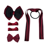School Hair Accessories Value Pack 4 Piece School Uniform Hair Bow Non Slip Hair Clip Hair Tie Pinkberry Kisses Burgundy Black