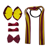 School Hair Accessories Value Pack 4 Piece School Uniform Hair Bow Non Slip Hair Clip Hair Tie Pinkberry Kisses Burgundy Daffodil yellow