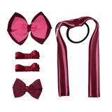 School Hair Accessories Value Pack 4 Piece School Uniform Hair Bow Non Slip Hair Clip Hair Tie Pinkberry Kisses Burgundy Hot Pink