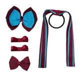 School Hair Accessories Value Pack 4 Piece School Uniform Hair Bow Non Slip Hair Clip Hair Tie Pinkberry Kisses Burgundy Misty Turquoise