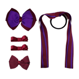 School Hair Accessories Value Pack 4 Piece School Uniform Hair Bow Non Slip Hair Clip Hair Tie Pinkberry Kisses Burgundy Purple