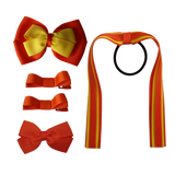 School Hair Accessories Value Pack 4 Piece School Uniform Hair Bow Non Slip Hair Clip Hair Tie Pinkberry Kisses Autumn Orange Daffodil Yellow
