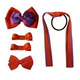 School Hair Accessories Value Pack 4 Piece School Uniform Hair Bow Non Slip Hair Clip Hair Tie Pinkberry Kisses Autumn Orange Grape
