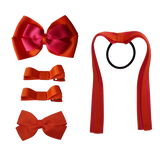 School Hair Accessories Value Pack 4 Piece School Uniform Hair Bow Non Slip Hair Clip Hair Tie Pinkberry Kisses Autumn Orange Shocking Pink