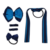 School Hair Accessories Value Pack 4 Piece School Uniform Hair Bow Non Slip Hair Clip Hair Tie Pinkberry Kisses Navy Blue Methyl Blue