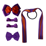 School Hair Accessories Value Pack 4 Piece School Uniform Hair Bow Non Slip Hair Clip Hair Tie Pinkberry Kisses Purple Autumn Orange 