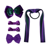 School Hair Accessories Value Pack 4 Piece School Uniform Hair Bow Non Slip Hair Clip Hair Tie Pinkberry Kisses Purple Hunter Green