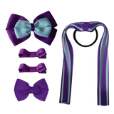 School Hair Accessories Value Pack 4 Piece - Purple (28 colours options to pick from)