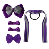 School Hair Accessories Value Pack 4 Piece - Purple (28 colours options to pick from)
