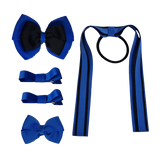 School Hair Accessories Value Pack 4 Piece School Uniform Hair Bow Non Slip Hair Clip Hair Tie Pinkberry Kisses Royal Blue Black