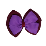 School uniform hair accessories Double Cherish Bow Non Slip Hair Clip Hair Bow Hair Tie - Burgundy Base & Centre Ribbon 11cm Burgundy Grape - Pinkberry Kisses