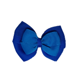 School uniform hair accessories Double Cherish Hair Bow 11cm - Royal Blue Base & Centre Ribbon methyl Blue - Pinkberry Kisses