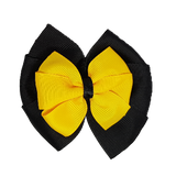 School uniform hair accessories Double Bella Bow 10cm - Black Base & Centre Ribbon Maize - Pinkberry Kisses