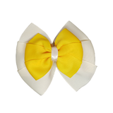 School uniform hair accessories Double Bella Hair Bow 10cm - Ivory Base & Centre Ribbon maize - Pinkberry Kisses