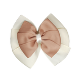 School uniform hair accessories Double Bella Hair Bow 10cm - Ivory Base & Centre Ribbon natural - Pinkberry Kisses