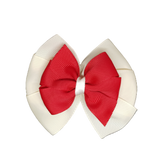 School uniform hair accessories Double Bella Hair Bow 10cm - Ivory Base & Centre Ribbon Ivory - Pinkberry Kisses