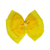 School uniform hair accessories Double Bella Hair Bow 10cm - Lemon Base & Centre Ribbon Maize - Pinkberry Kisses