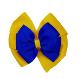 School uniform hair accessories Double Bella Hair Bow 10cm - Maize Base & Centre Ribbon Electric Blue - Pinkberry Kisses