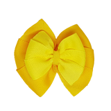 School uniform hair accessories Double Bella Hair Bow 10cm - Maize Base & Centre Ribbon Lemon - Pinkberry Kisses