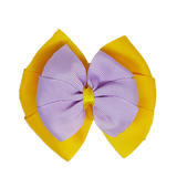 School uniform hair accessories Double Bella Hair Bow 10cm - Maize Base & Centre Ribbon Light Purple - Pinkberry Kisses