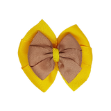 School uniform hair accessories Double Bella Hair Bow 10cm - Maize Base & Centre Ribbon Natrual  - Pinkberry Kisses