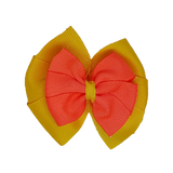 School uniform hair accessories Double Bella Hair Bow 10cm - Maize Base & Centre Ribbon Neon Orange - Pinkberry Kisses