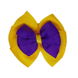 School uniform hair accessories Double Bella Hair Bow 10cm - Maize Base & Centre Ribbon Purple - Pinkberry Kisses