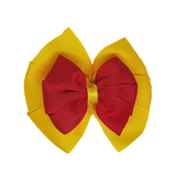 School uniform hair accessories Double Bella Hair Bow 10cm - Maize Base & Centre Ribbon Red - Pinkberry Kisses