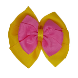School uniform hair accessories Double Bella Hair Bow 10cm - Maize Base & Centre Ribbon Shocking Pink - Pinkberry Kisses