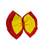 School uniform hair accessories Double Bella Bow 10cm - Red Base & Centre Ribbon Daffodil Yellow - Pinkberry Kisses