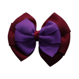 School Hair accessories Double Bella Bow 10cm Hair Clip Non Slip Hair Bows School Uniform Pinkberry Kisses Burgundy Base & Centre Ribbon Purple