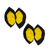 School Hair accessories Double Bella Bow 10cm Hair Clip Pair Non Slip Hair Bows Pinkberry Kisses Black Base & Centre Ribbon Mazie Yellow