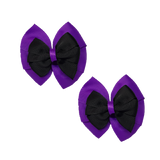 chool Hair accessories Double Bella Bow 10cm Hair Clip Pair Non Slip Hair Bows Pinkberry Kisses Purple Base & Centre Ribbon Black