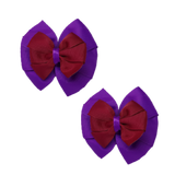chool Hair accessories Double Bella Bow 10cm Hair Clip Pair Non Slip Hair Bows Pinkberry Kisses Purple Base & Centre Ribbon Burgundy