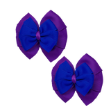 chool Hair accessories Double Bella Bow 10cm Hair Clip Pair Non Slip Hair Bows Pinkberry Kisses Purple Base & Centre Ribbon Electric Blue