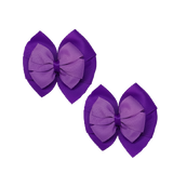 chool Hair accessories Double Bella Bow 10cm Hair Clip Pair Non Slip Hair Bows Pinkberry Kisses Purple Base & Centre Ribbon Grape