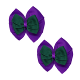 chool Hair accessories Double Bella Bow 10cm Hair Clip Pair Non Slip Hair Bows Pinkberry Kisses Purple Base & Centre Ribbon Hunter Green