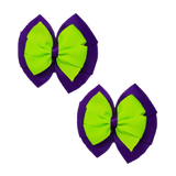 chool Hair accessories Double Bella Bow 10cm Hair Clip Pair Non Slip Hair Bows Pinkberry Kisses Purple Base & Centre Ribbon Key Lime
