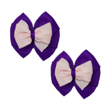 chool Hair accessories Double Bella Bow 10cm Hair Clip Pair Non Slip Hair Bows Pinkberry Kisses Purple Base & Centre Ribbon Light Pink