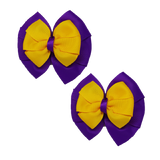 chool Hair accessories Double Bella Bow 10cm Hair Clip Pair Non Slip Hair Bows Pinkberry Kisses Purple Base & Centre Ribbon Mazie Yellow