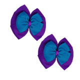 chool Hair accessories Double Bella Bow 10cm Hair Clip Pair Non Slip Hair Bows Pinkberry Kisses Purple Base & Centre Ribbon Methyl Blue